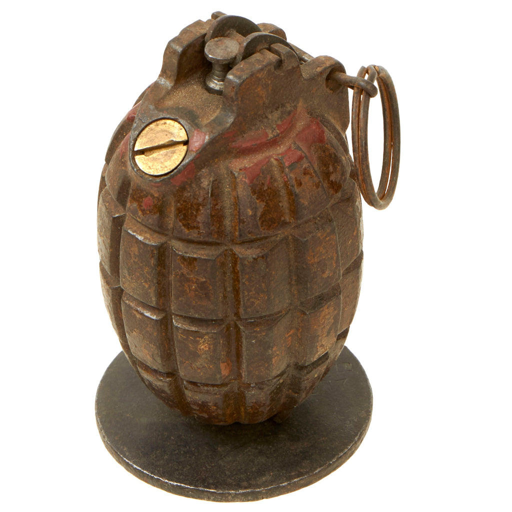 Original British WWI Inert Mills Bomb No. 23 MKII With Cup Discharger Plate - Both Dated 1917 Original Items