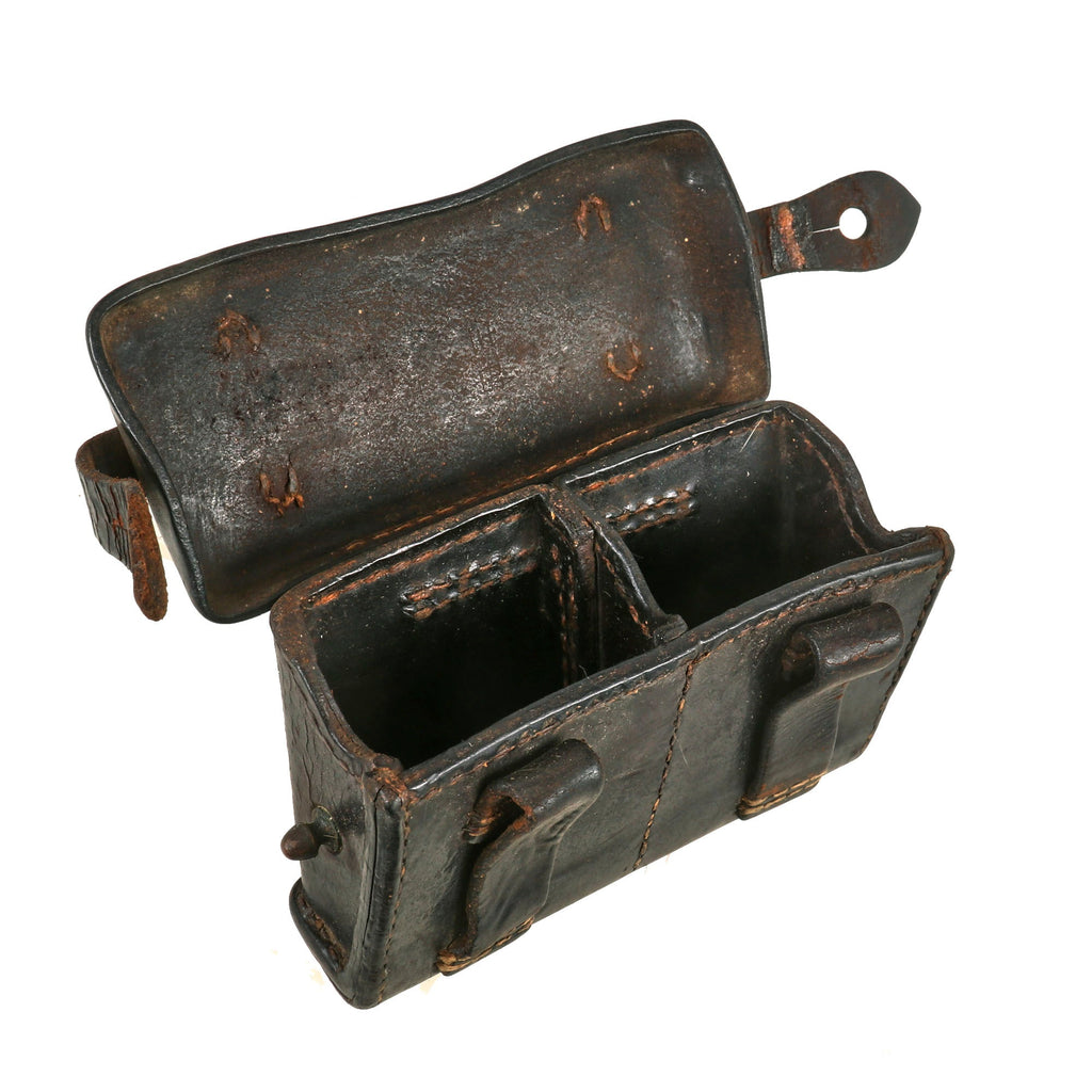 Original Japanese WWII Early War Leather Arisaka Ammunition Pouch Original Items