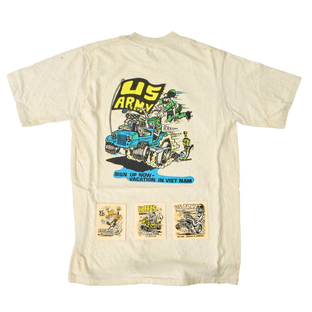 Original U.S. Vietnam War Era “Hot Rod Culture” Rat Fink T-Shirt and Water Decal Lot - (4) Items Original Items