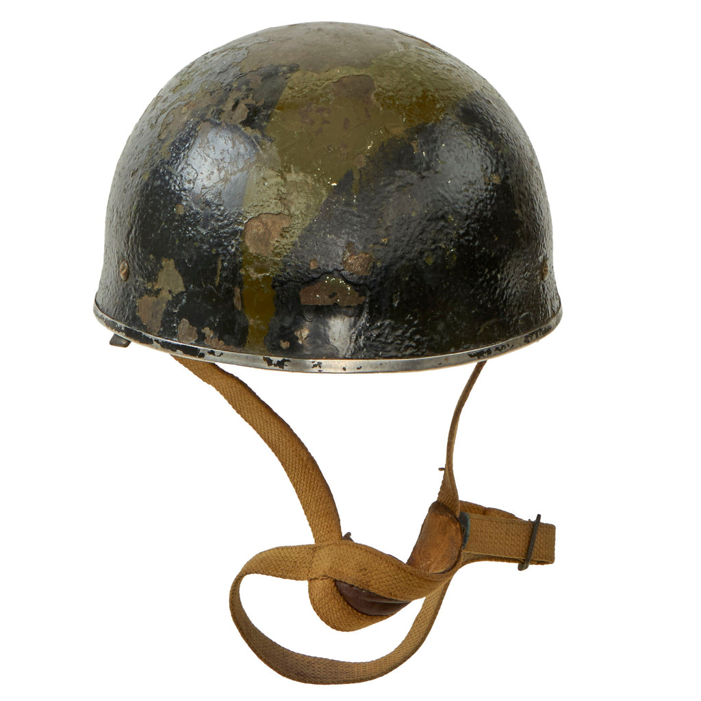 Original British WWII Camouflage Painted HSAT MKII Paratrooper Helmet By BMB Dated 1944 Original Items