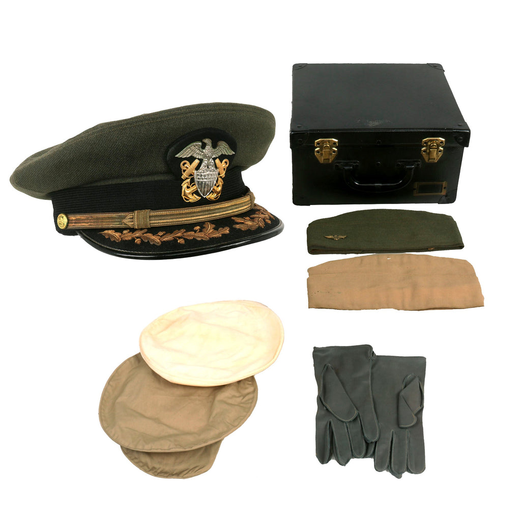 Original U.S. WWII Era US Navy “Combination Cap” Peaked Visor For WWII and Korean War Veteran - Commander Daniel R. Harris USN Original Items