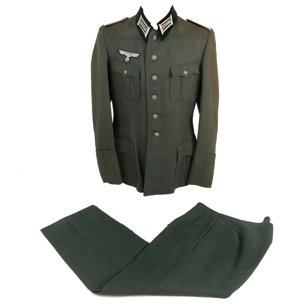 Original German WWII Heer Pioneer Combat Engineer Leutnant Officer's M36 Field Uniform Tunic with Trousers Original Items