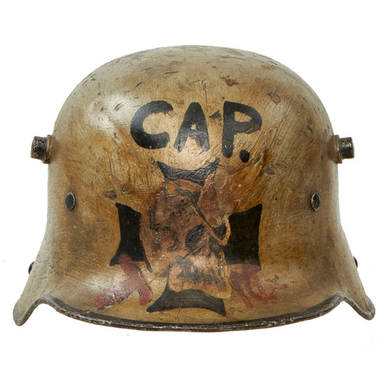 Original Imperial German WWI M16 Stahlhelm Helmet Shell Decorated for Motorcycle Club Post War - marked ET64 Original Items