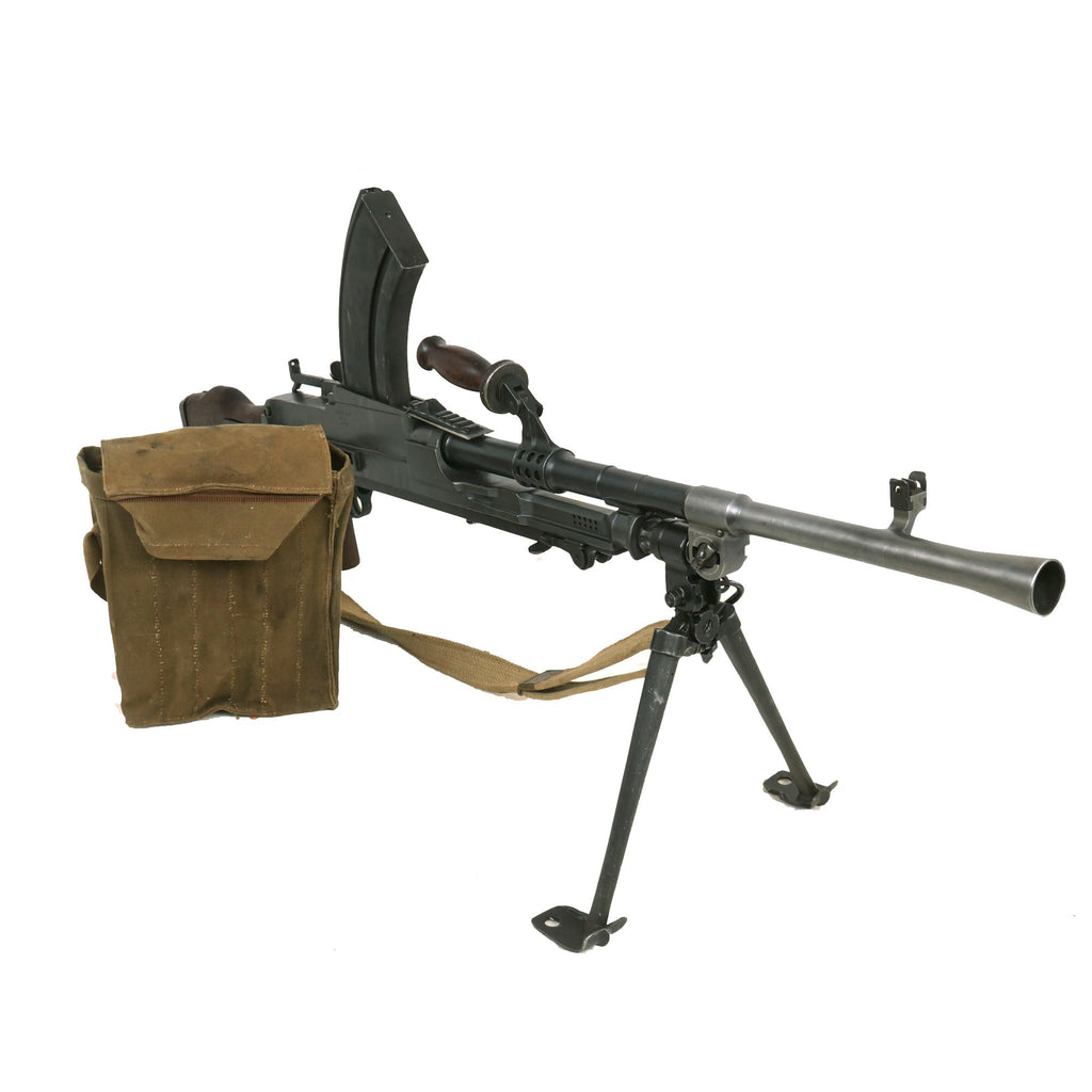 Original WWII 1944 Dated British Bren MkI* Display Light Machine Gun by Lithgow Arsenal Serial A3619 with Live MkI Barrel, Sling, Magazine & Pouch Original Items
