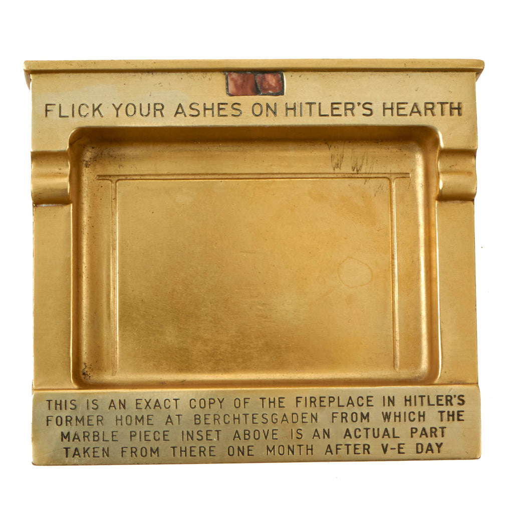Original U.S. WWII Era Souvenir Brass Ashtray with Marble Piece from Adolf H's Retreat Der Berghof at Berchtesgaden Original Items