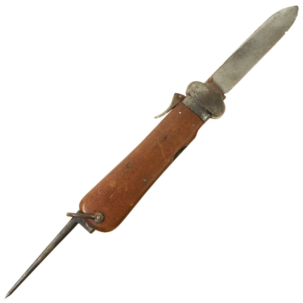 Original German WWII Late War Luftwaffe Take Down Fallschirmjäger Gravity Knife with Solingen RB Number Original Items