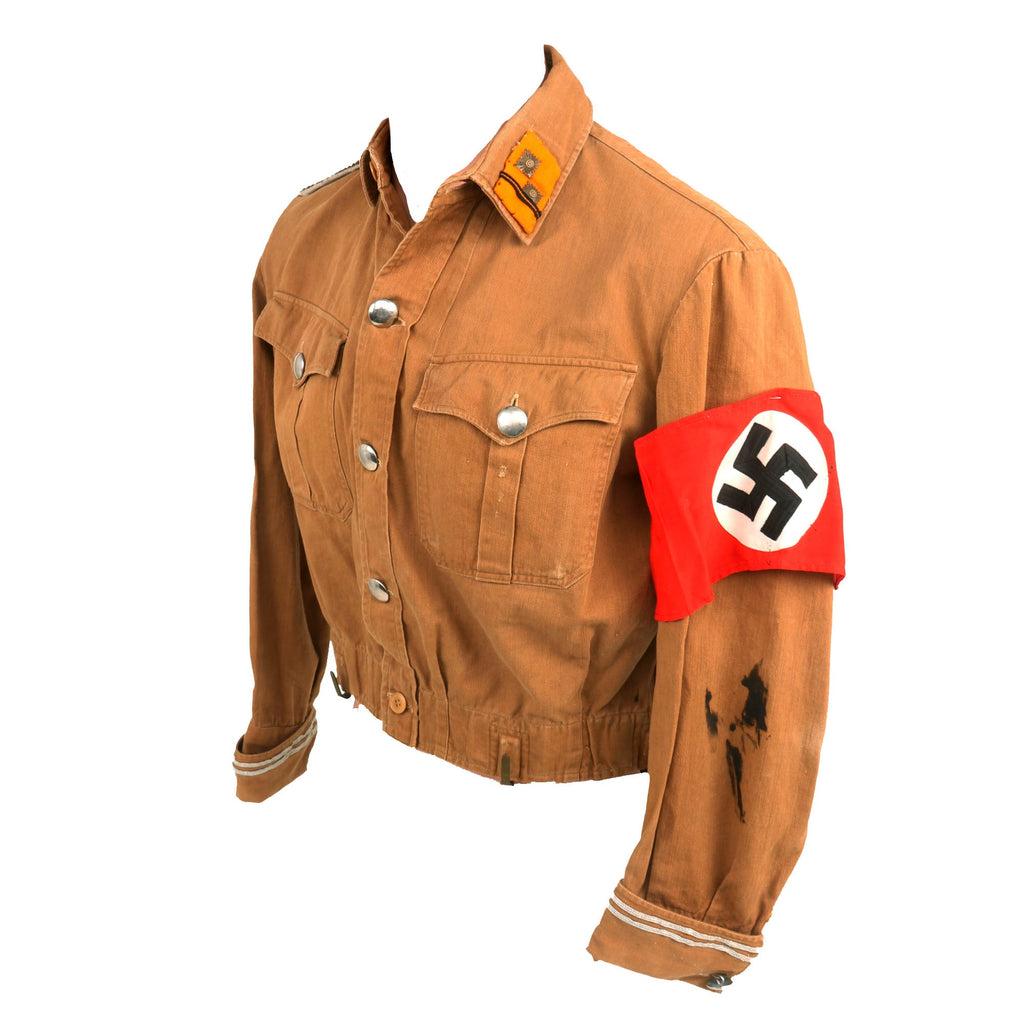 Original German WWII SA Südwest Group "Foot" SA-Obertruppführer NCO Brown Shirt Tunic with Armband - Maker Marked Original Items