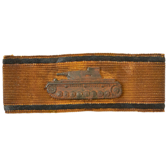Original German WWII Tank Destruction Badge in Gold - Steel Badge with Fabric Band - Type 3 -  Extremely Rare Original Items