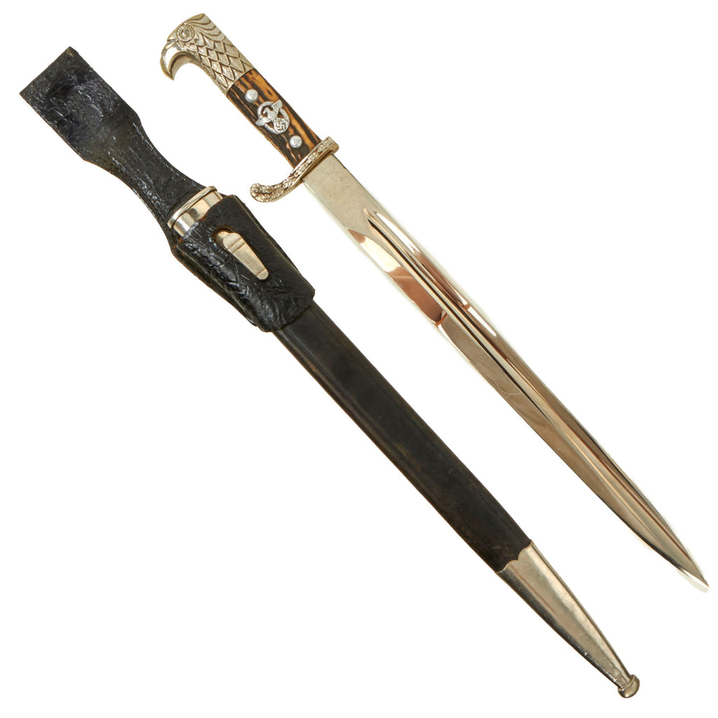 Original German WWII Frankfurt Metropolitan Police Marked Long Dress Bayonet by Carl Eickhorn with Scabbard and Frog Original Items
