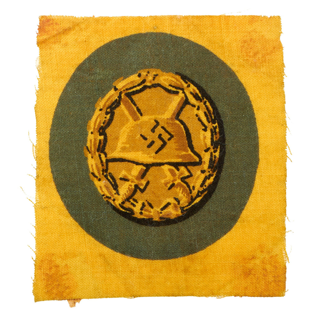 Original Rare German WWII Cloth First Class Gold Wound Badge - Scarce Printed Fabric Variant Original Items