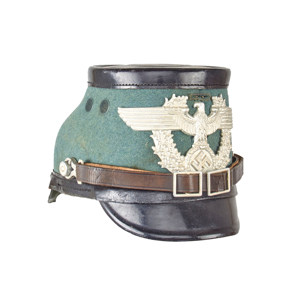 Original German WWII 1939 Dated Metropolitan Police Shako by Hans Römer - Size 56 - Missing Cockade Original Items