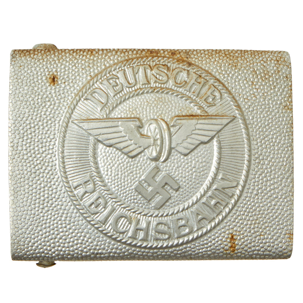 Original German WWII DRB Bahnschutzpolizei Railway Police Pebbled Aluminum Belt Buckle by Richard Sieper & Söhne Original Items
