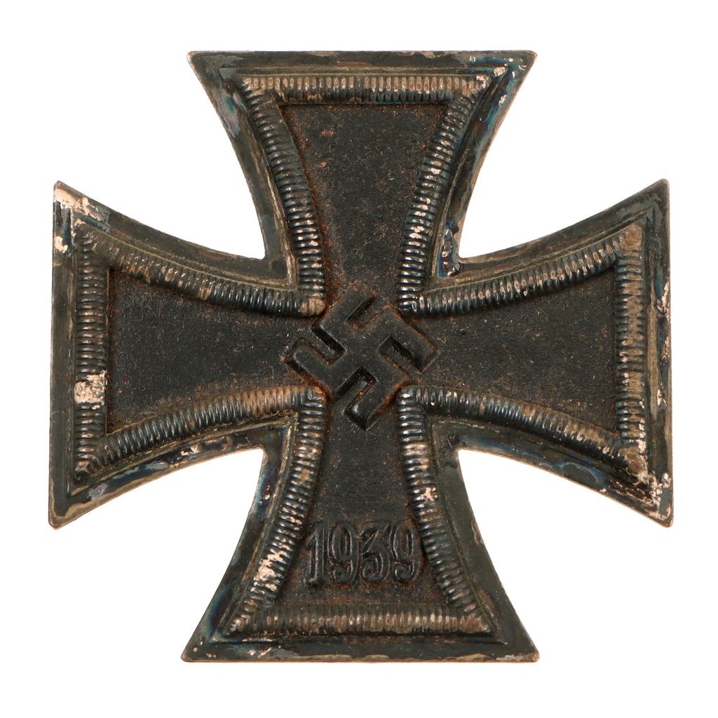 Original German WWII Iron Cross First Class 1939 EKI with Vertical Pinback by Fritz Zimmerman of Stuttgart Original Items