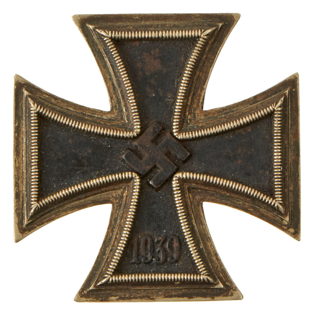 Original German WWII Iron Cross First Class 1939 EKI with Vertical Pinback - Unmarked Original Items