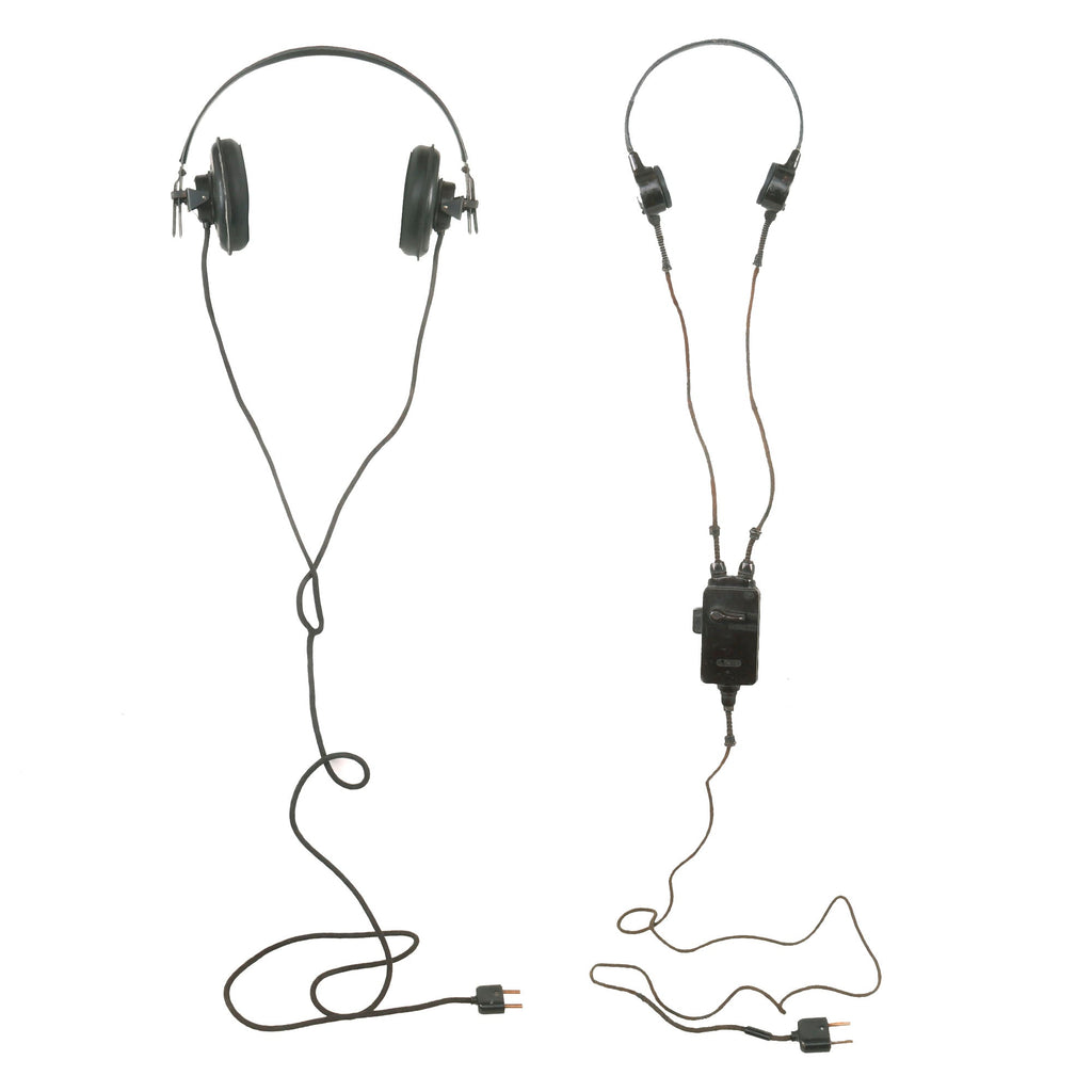 Original German WWII Panzer Armored Vehicle Model B Headset with Throat Mic Original Items