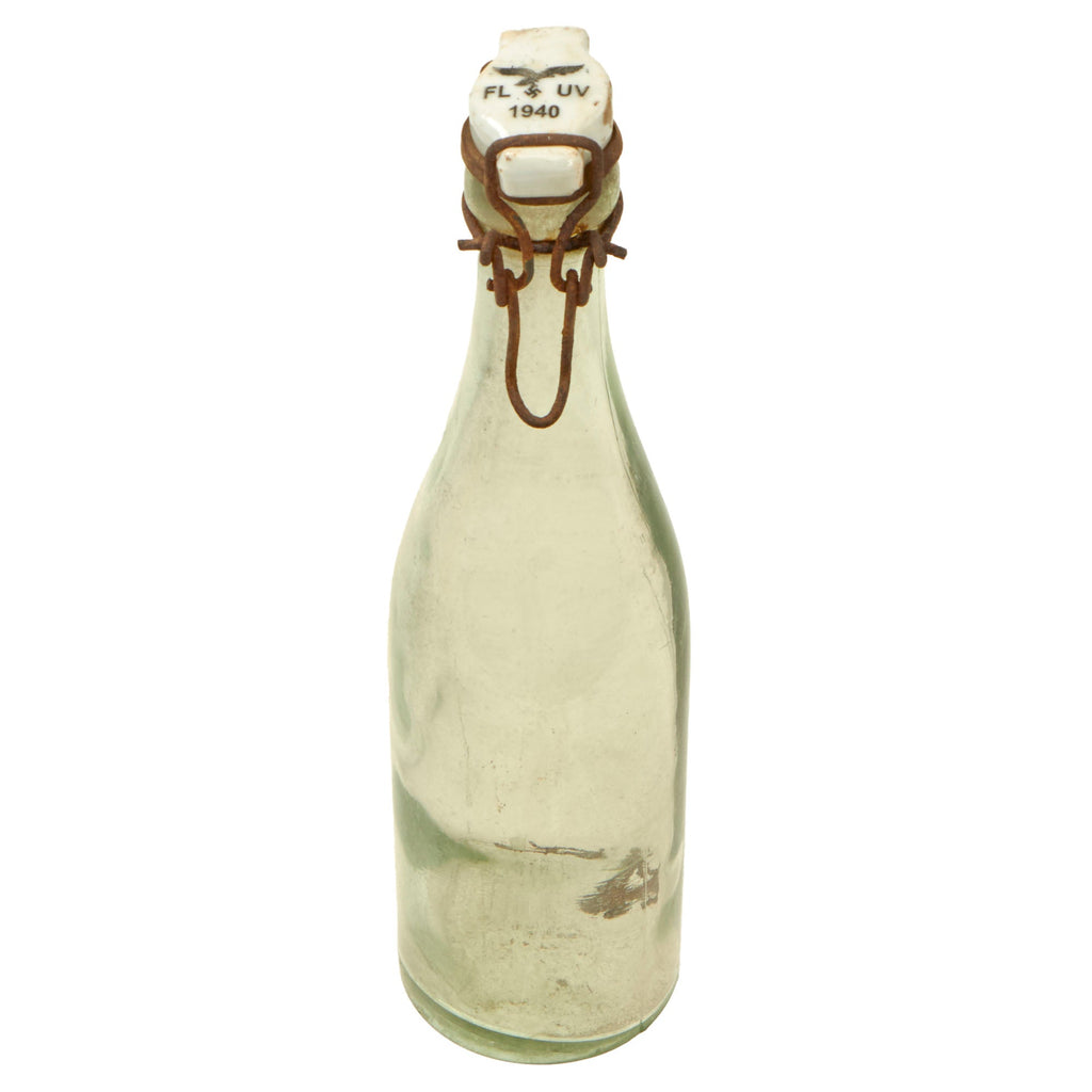 Original German WWII Luftwaffe FL UV Marked Clear Glass Beer or Wine Bottle - Dated 1940 Original Items