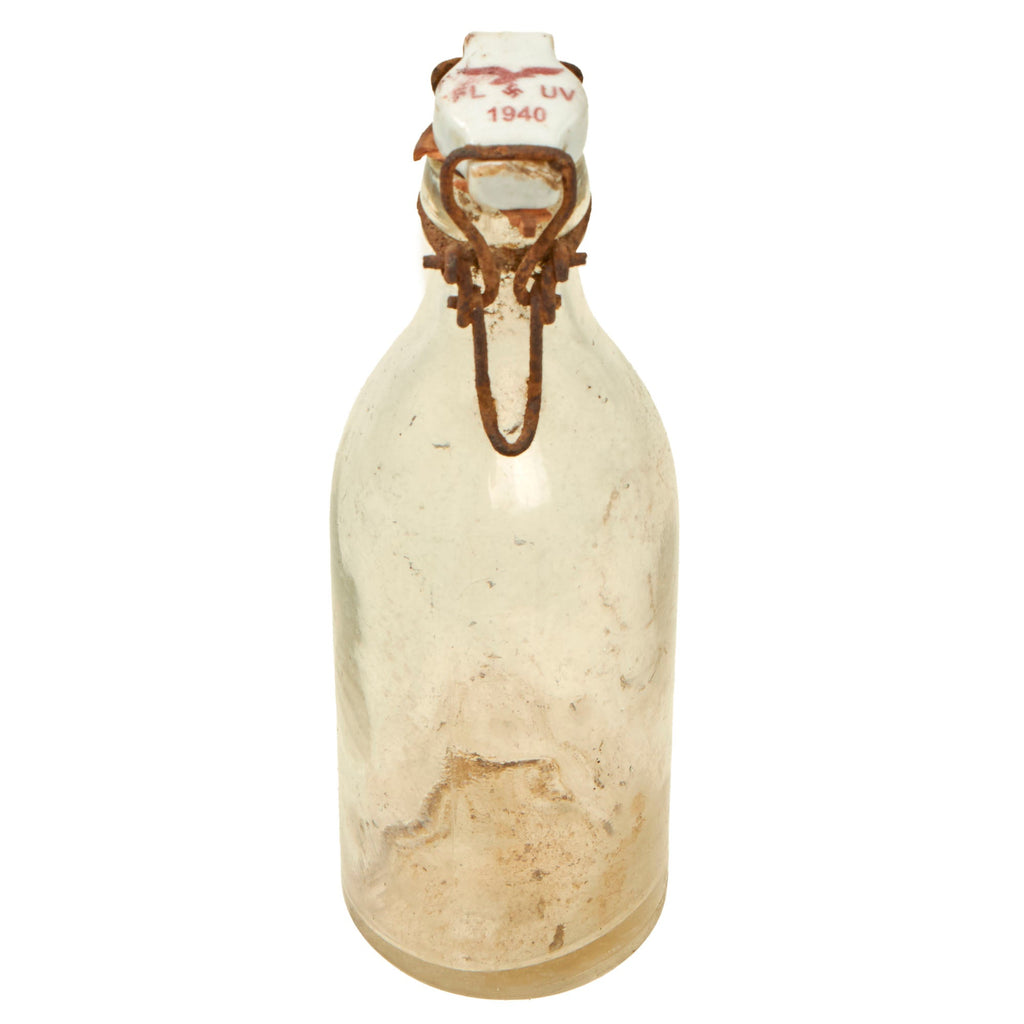 Original German WWII Luftwaffe FL UV Marked Clear Glass Beer Bottle - dated 1940 Original Items