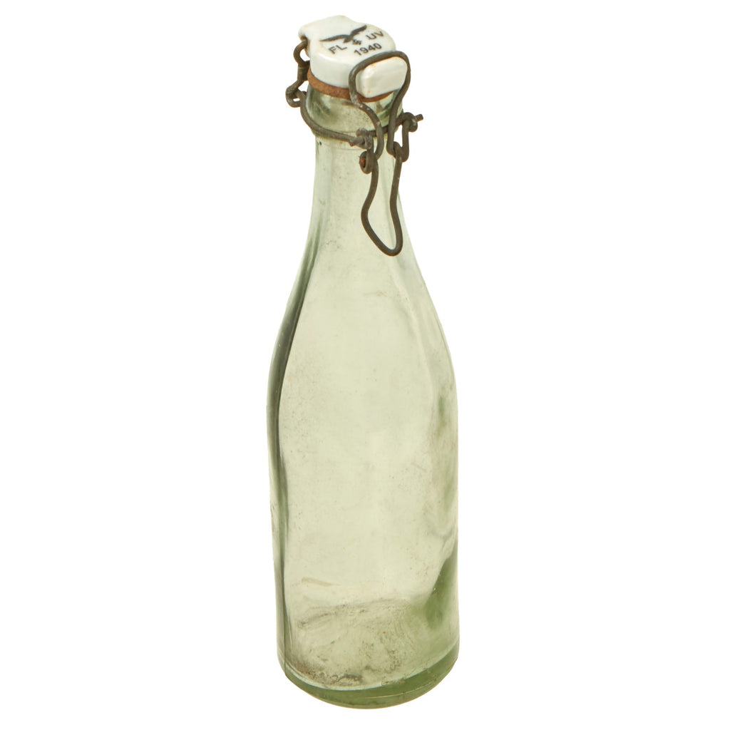Original German WWII Luftwaffe FL UV Marked Clear Glass Beer or Wine Bottle - dated 1940 Original Items
