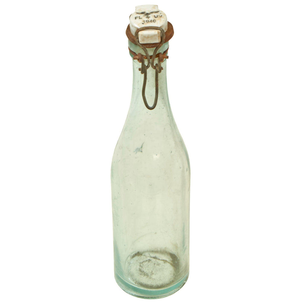 Original German WWII Luftwaffe FL UV Marked Clear Glass Beer or Wine Bottle - Dated 1940 Original Items