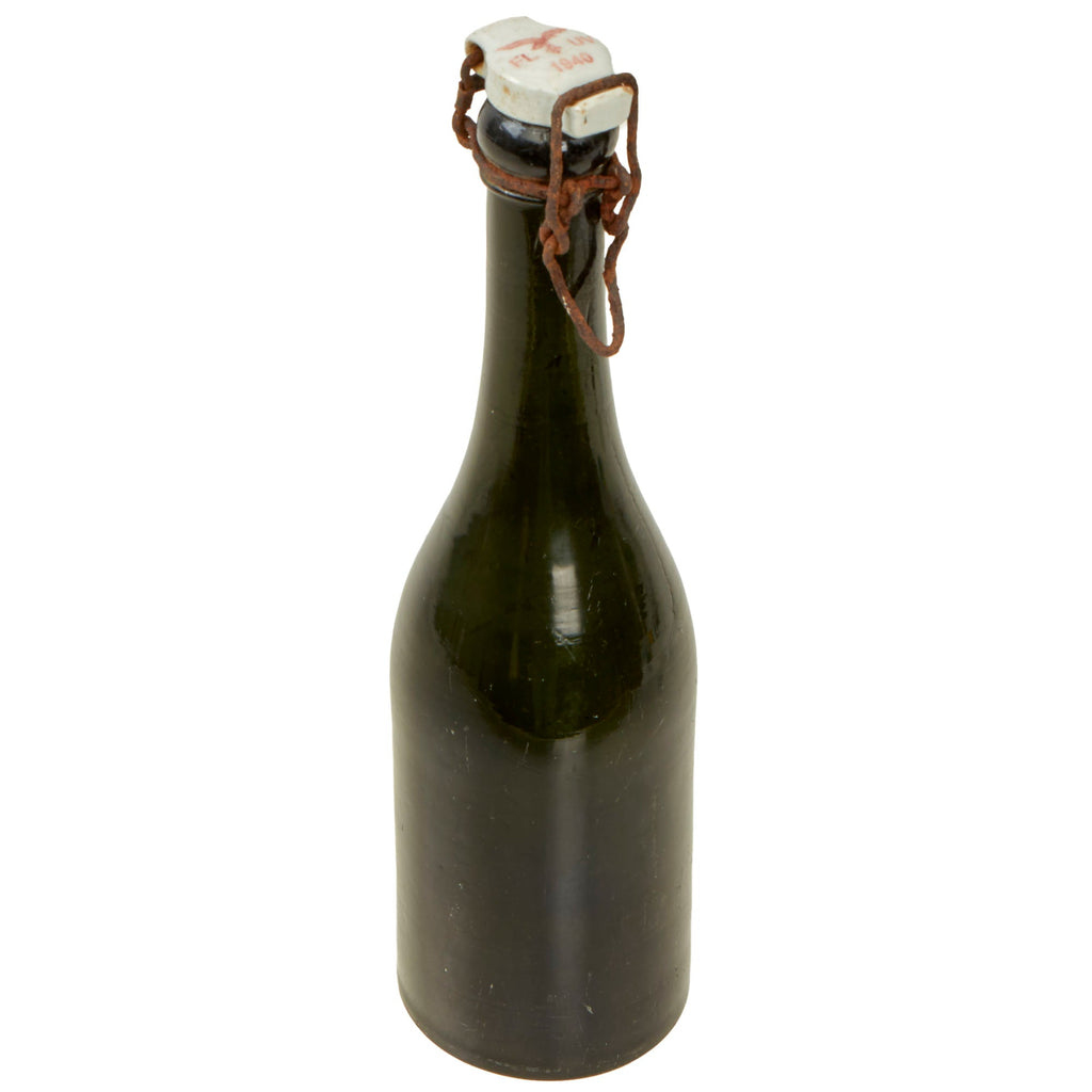 Original German WWII Luftwaffe FL UV Marked Green Glass Wine Bottle - dated 1940 Original Items