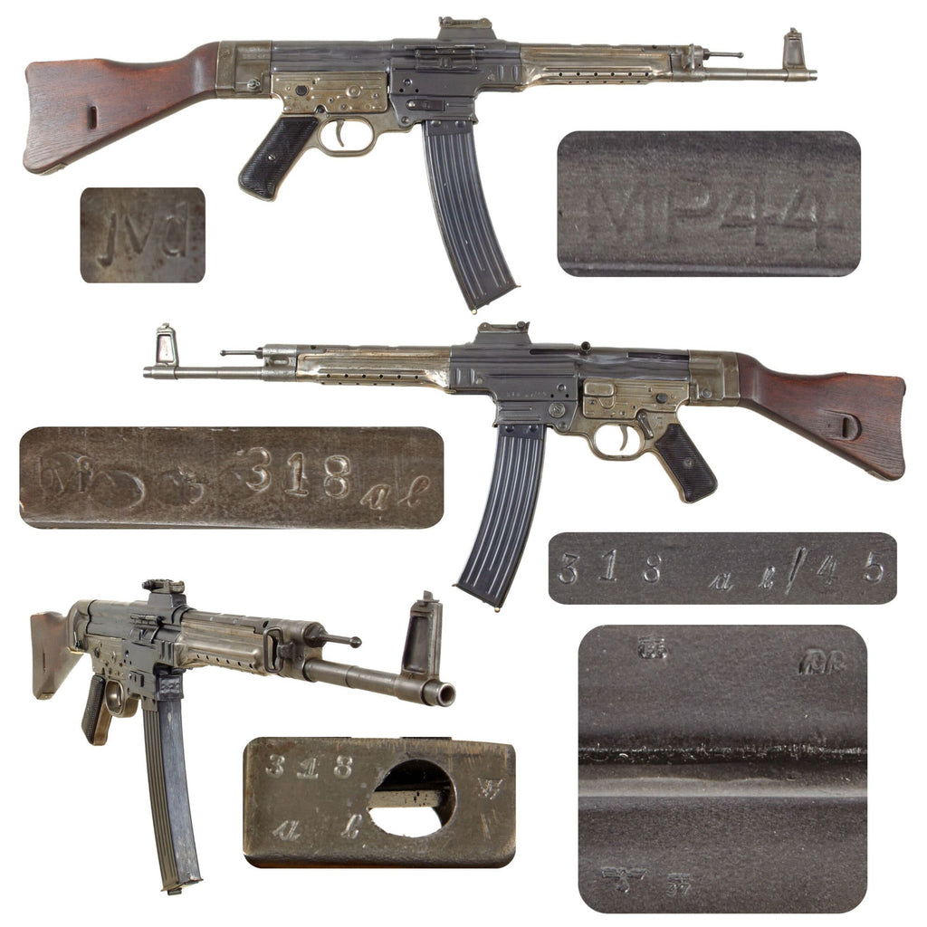 Original German WWII MP44 STG 44 Sturmgewehr Demilled Receiver Display Gun Dated 1945 with Live Barrel, Bolt, and Replica Magazine - Matching Serial 318 al Original Items