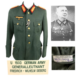 Original German WWII 14th Panzer Division Commander Generalleutnant Friedrich W. Sieberg Uniform Tunic - Formerly Part of the A.A.F. Tank Museum