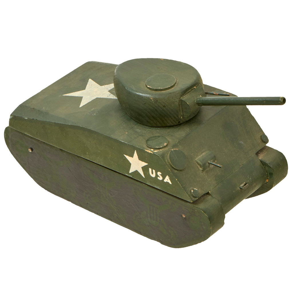 Original U.S. WWII Wartime-Produced Sherman Tank Wooden Toy Model Original Items