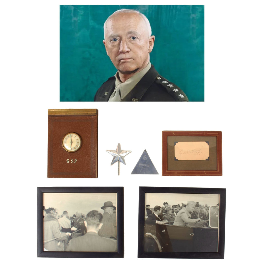Original U.S. WWII George S. Patton 1939-1940 Unused Desk Planner with Framed Signature and 6th Armored Division Trench Art Original Items