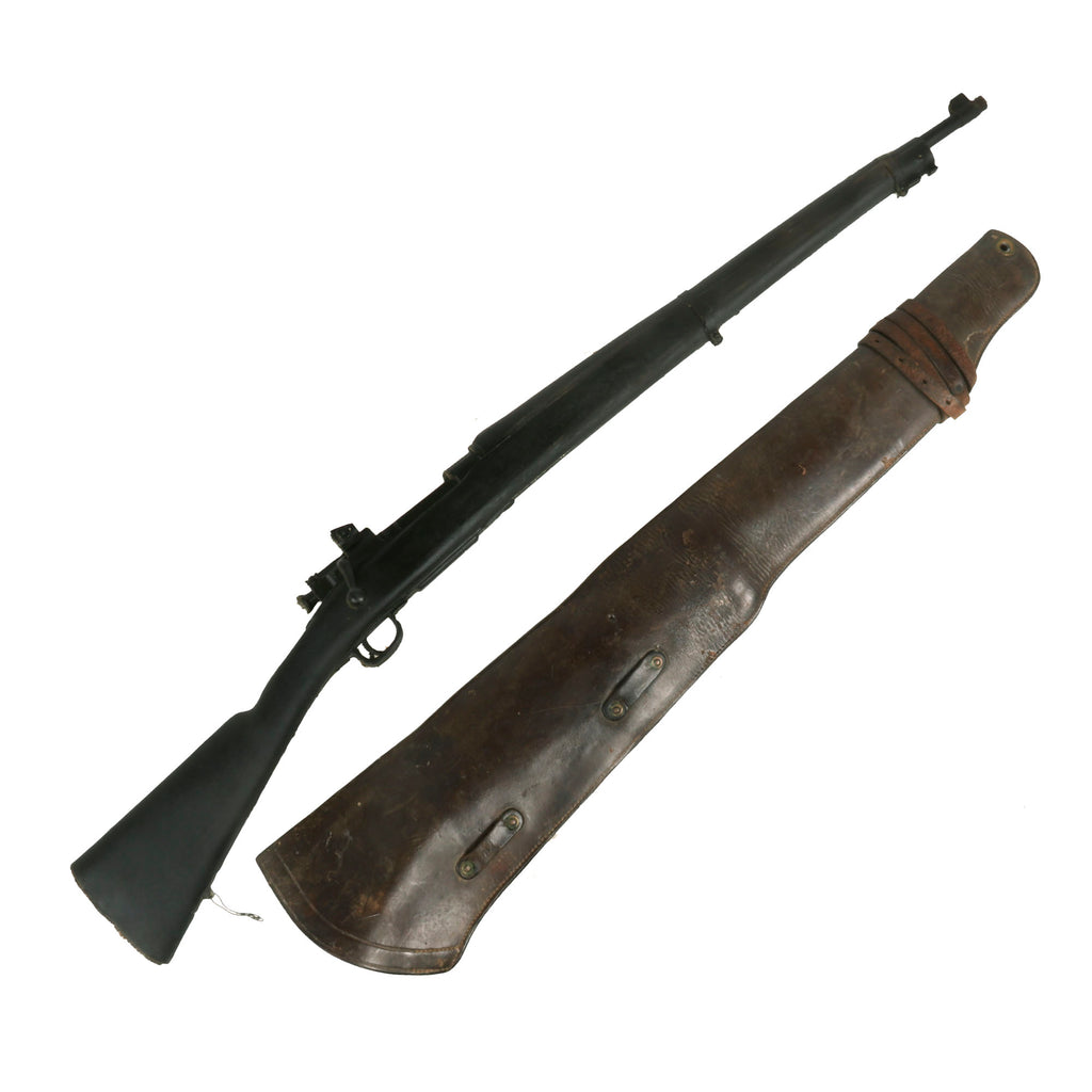 Original U.S. WWI Cavalry M1904 Rifle Saddle Scabbard For 1903 Springfield With Fort Sill Training Support Center Rifle Trainer Original Items