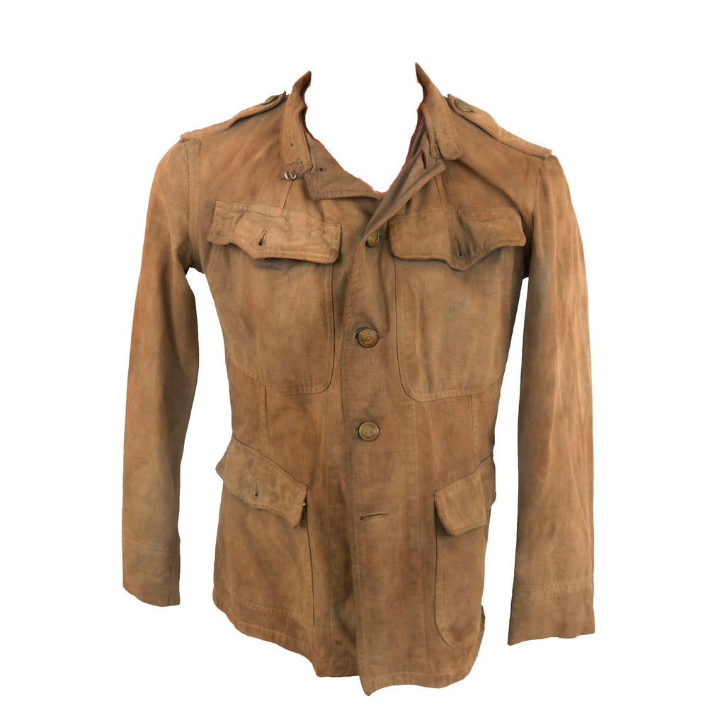 Original U.S. WWII German Kriegsmarine POW WWI Uniform Jacket with Axis Prisoner of War “PW” Stenciled & KM Anchor Buttons - From Camp Joseph T. Robinson, Arkansas Original Items