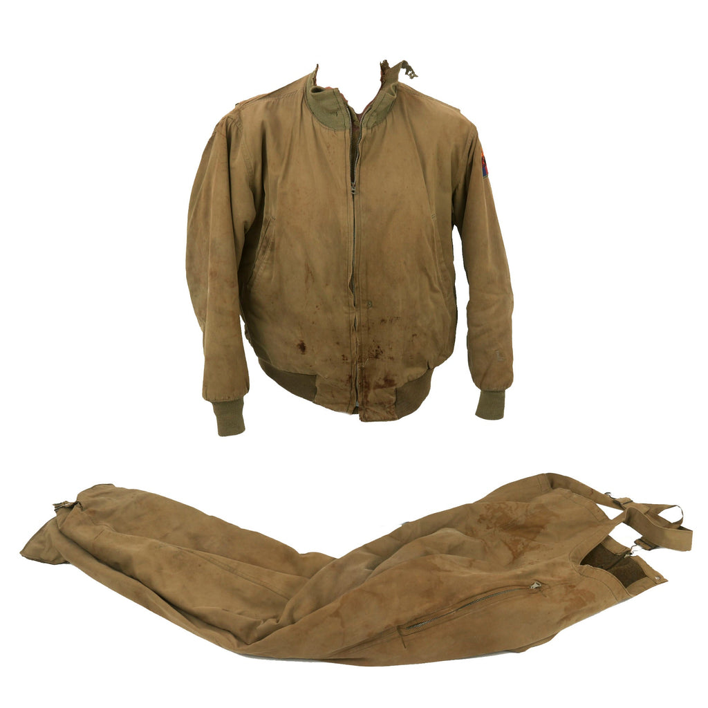 Original U.S. WWII Named Winter Combat “Tanker” Jacket With Personalized Pinup Artwork and  “Bibs” - Col. Richard Henshaw, Omaha Beach D-Day Veteran Original Items