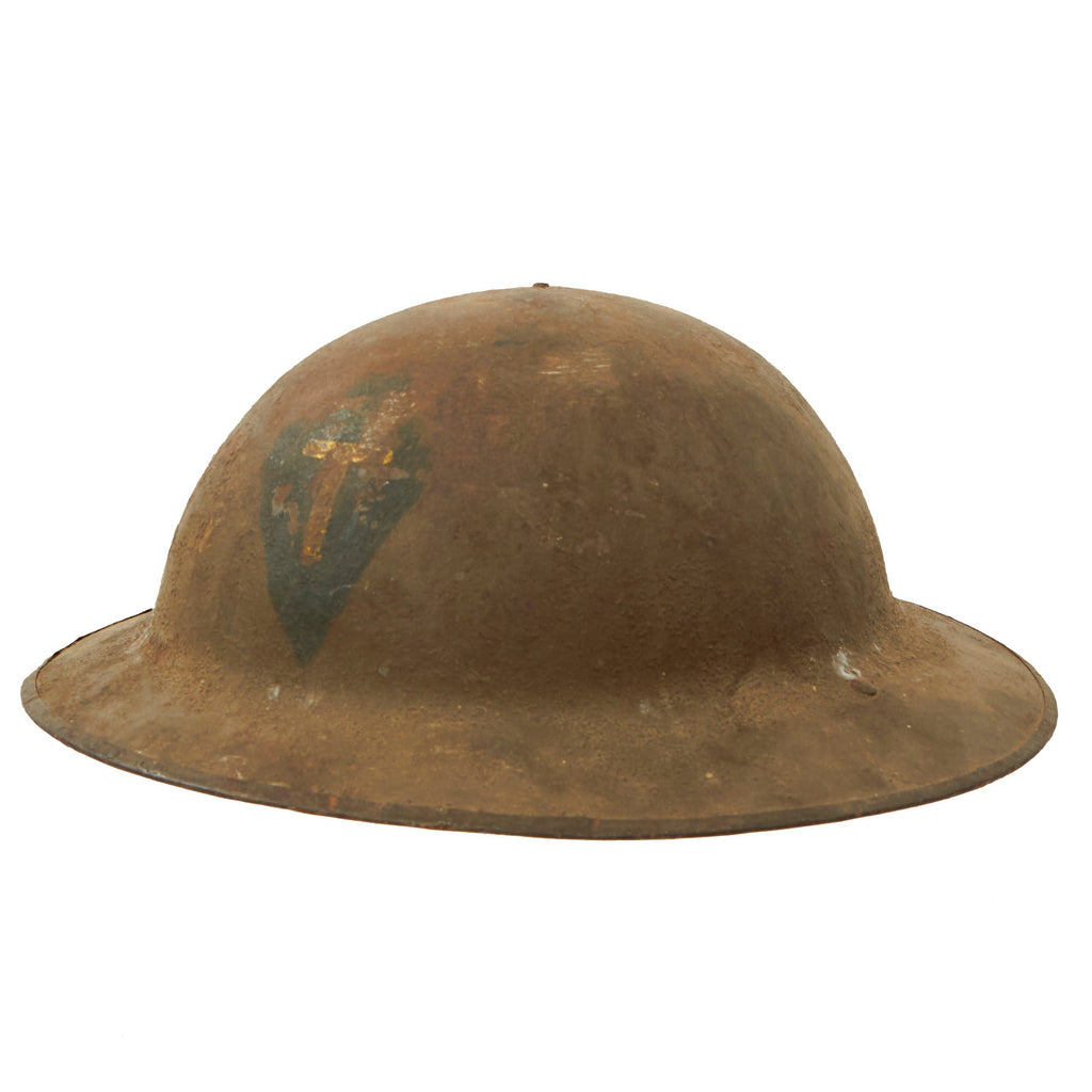 Original U.S. WWI 36th Division “Arrowhead” British-Made Mk. I Doughboy Helmet Shell - National Guard of Texas & Oklahoma Original Items