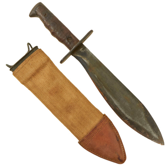 Original U.S. WWI Model 1917 Bolo Knife by Plumb Philadelphia with 1919 Dated Canvas Scabbard Original Items