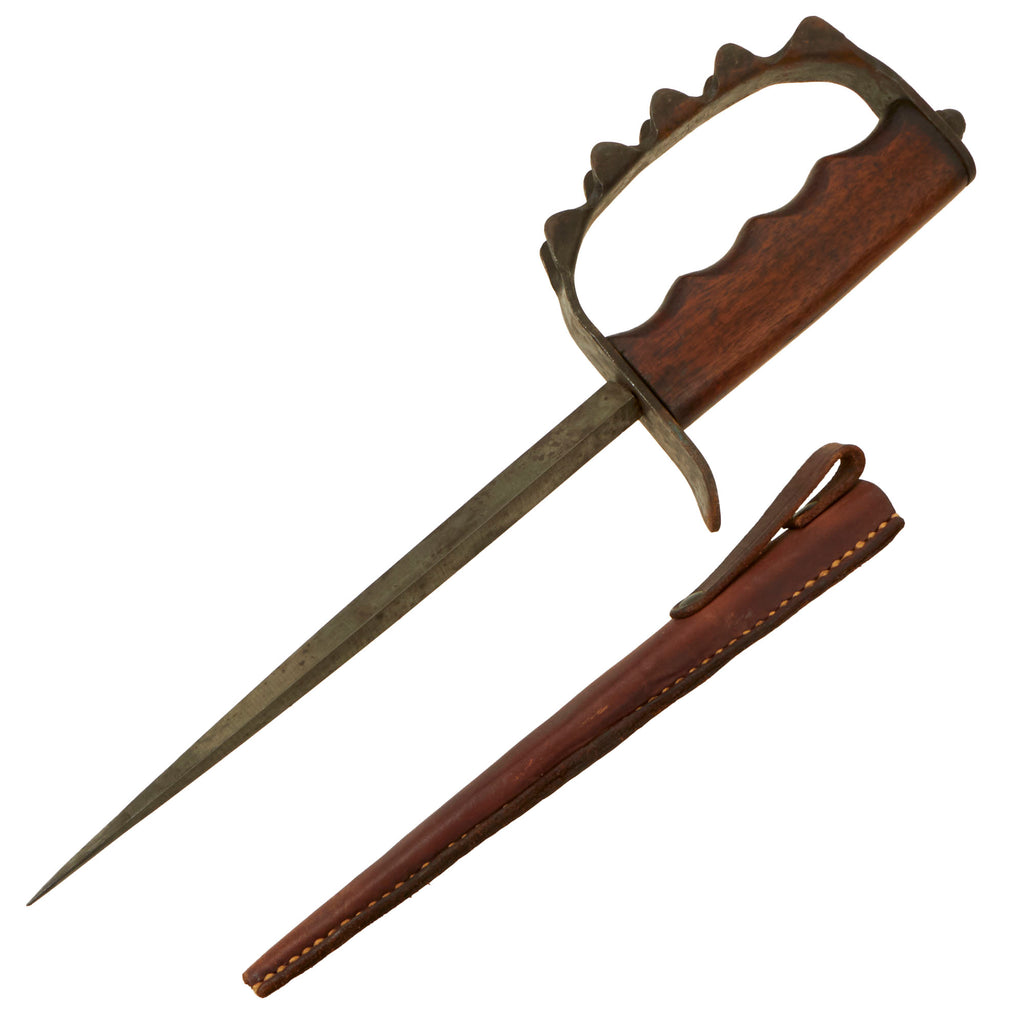 Original U.S. WWI M1917 Trench Knife by American Cutlery Company with WWII Leather Sheath Original Items