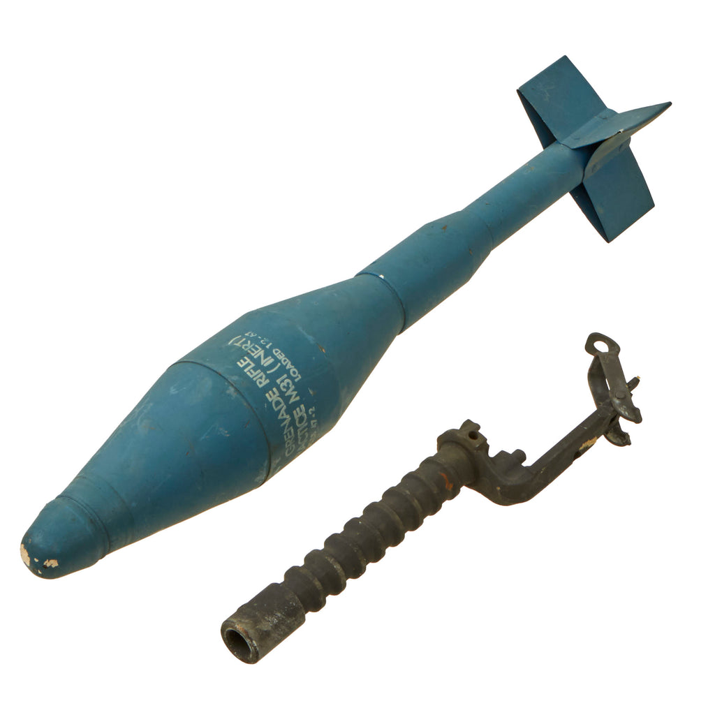 Original U.S. WWII M7A3 Grenade Launcher for M1 Garand Rifle with Vietnam War Era Inert M31 Anti-Tank Practice Grenade - 2 Items Original Items