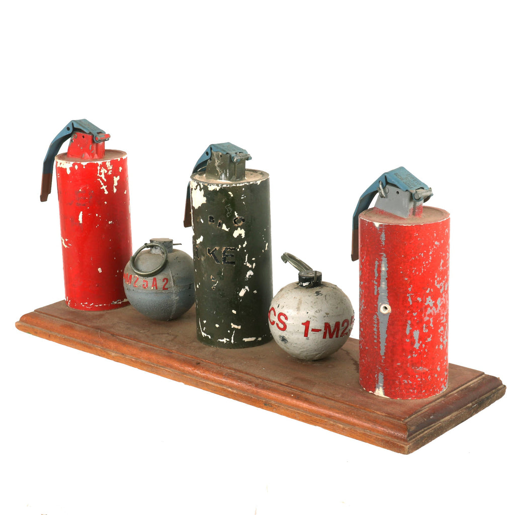 Original U.S. Vietnam War Era Inert Resin Replica Grenade Training Aids Mounted to Board Original Items