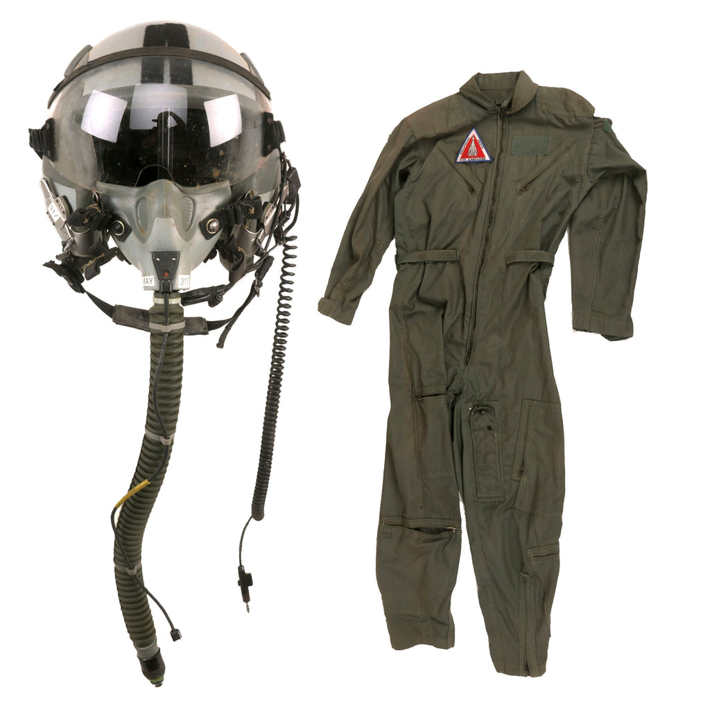 Original U.S. Cold War Era USAF Air Force HGU-55/P Flight Helmet with Oxygen Mask & Flight Suit for an F-111 Aardvark Pilot Original Items