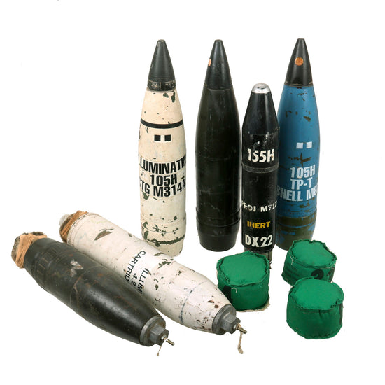 Original U.S. Vietnam War Era Inert Explosive Ordnance Disposal / Artillery Unit Lightweight 105mm Projectile Traning Lot - 9 Items Original Items