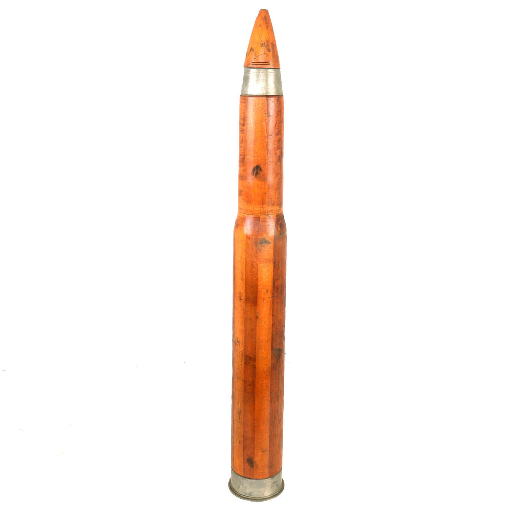 Original WWII U.S. Navy Gun 3 Inch Wooden MK6 Drill Round with Wooden Dummy Fuse - Dated 1944 Original Items