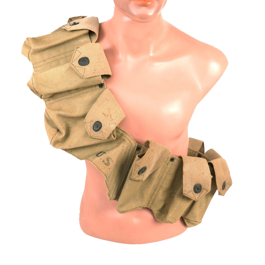 Original U.S. WWII US Army Military Police MP M1911 Magazine Pouch/Gas Canister Bandolier Original Items