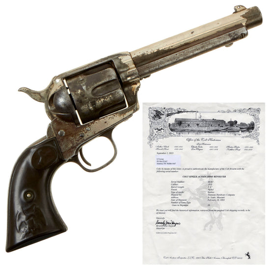 Original U.S. Colt Nickel-Plated .45cal Single Action Army Revolver made in 1883 with 5 ½" Barrel & Factory Letter - Matching Serial 88267 Original Items
