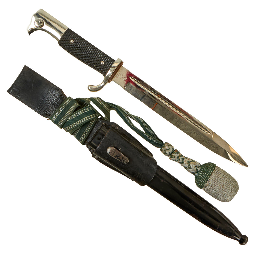 Original German WWII Heer Short 98k Dress Bayonet by WKC with Frog and NCO Troddel Knot Original Items