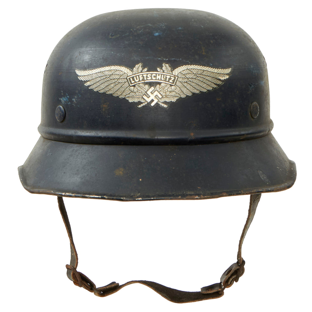 Original German WWII M38 Luftschutz Beaded Gladiator Air Defense Helmet with 57cm Liner - dated 1938 Original Items
