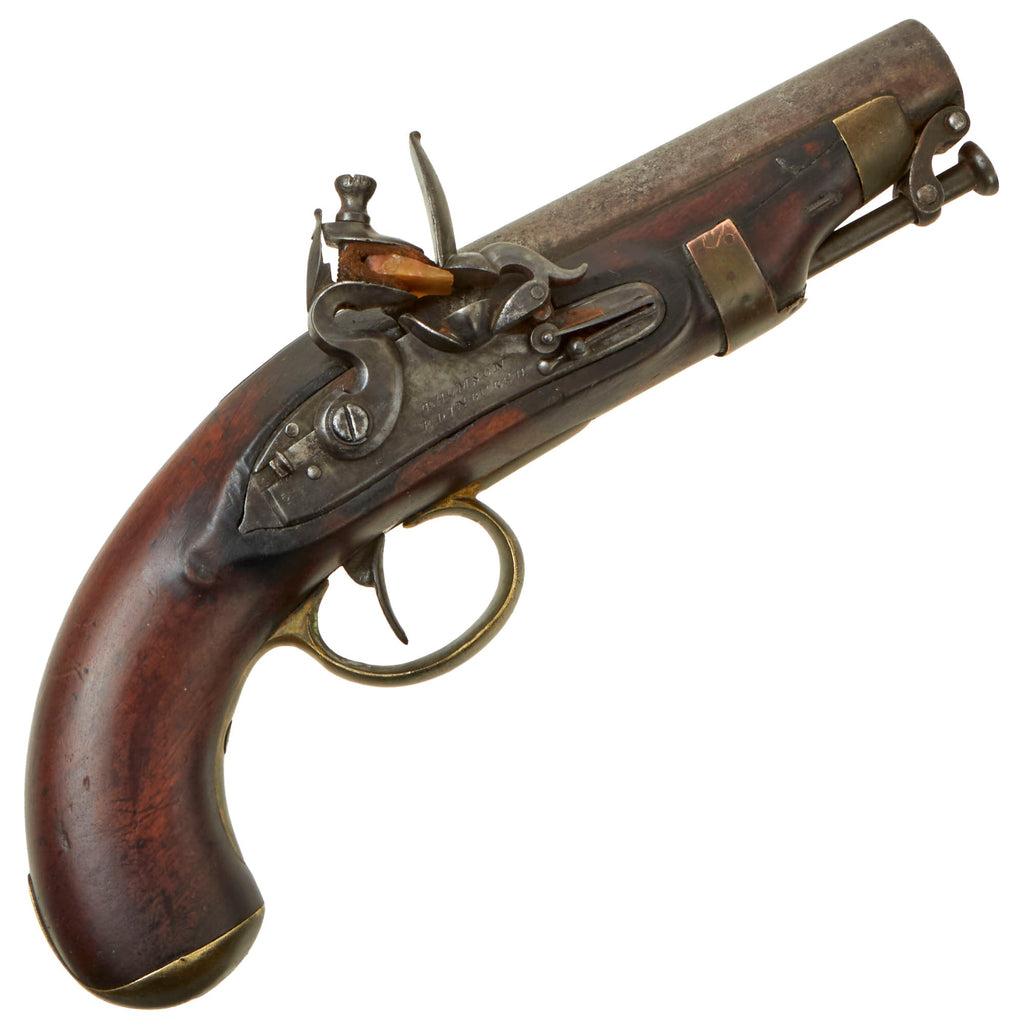 Original Scottish Large Bore "Man Stopping" Flintlock Overcoat Pistol by Thomson of Edinburgh with Captured Ramrod - circa 1780 (Copy) Original Items