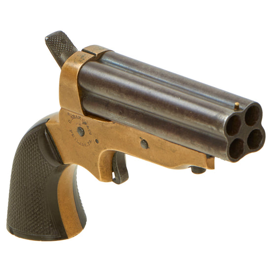 Original 19th Century U.S. Sharps Model 2C .30 Rimfire 4 Barrel Brass Frame Pepperbox Pistol - Serial 15629 Original Items