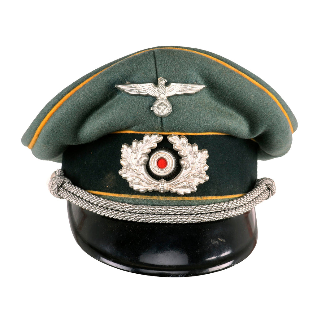 Original German WWII Heer Cavalry Officers Schirmmütze Visor Crush Cap by H. Hanrath of Münster Original Items
