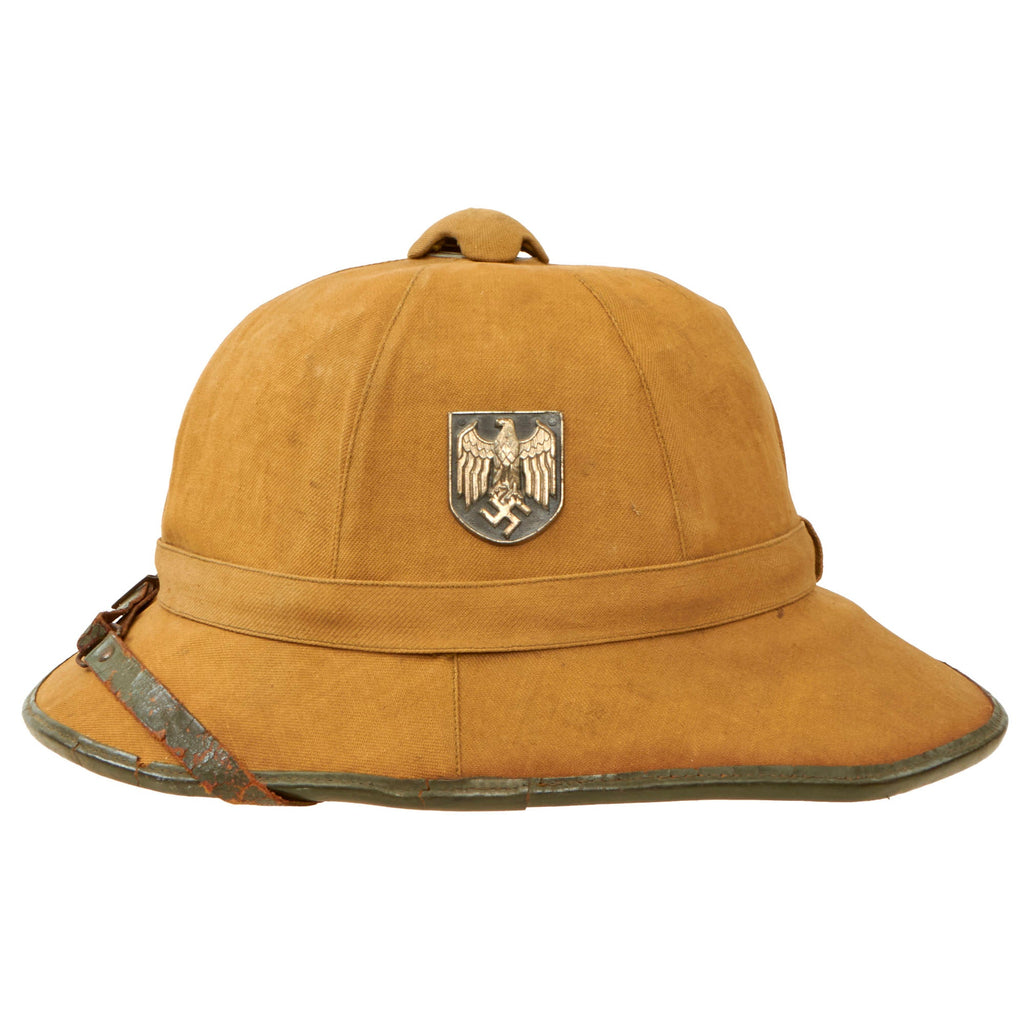 Original German WWII 1942 Dated First Model DAK Afrikakorps Sun Helmet by HA with Badges - Size 56 Original Items