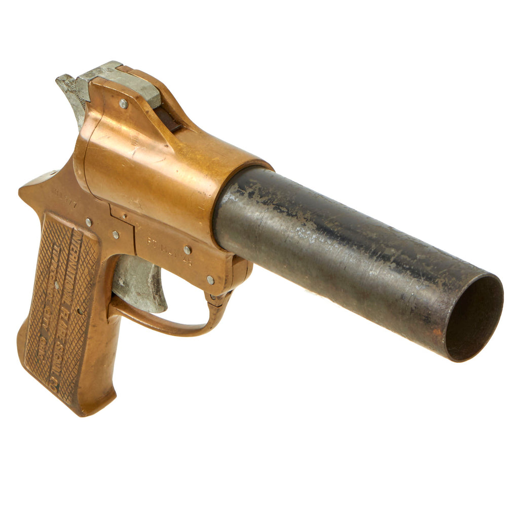 Original U.S. WWII International Flare Signal Company Brass-Framed Pistol Serial 31577 - Dated May 1945 Original Items