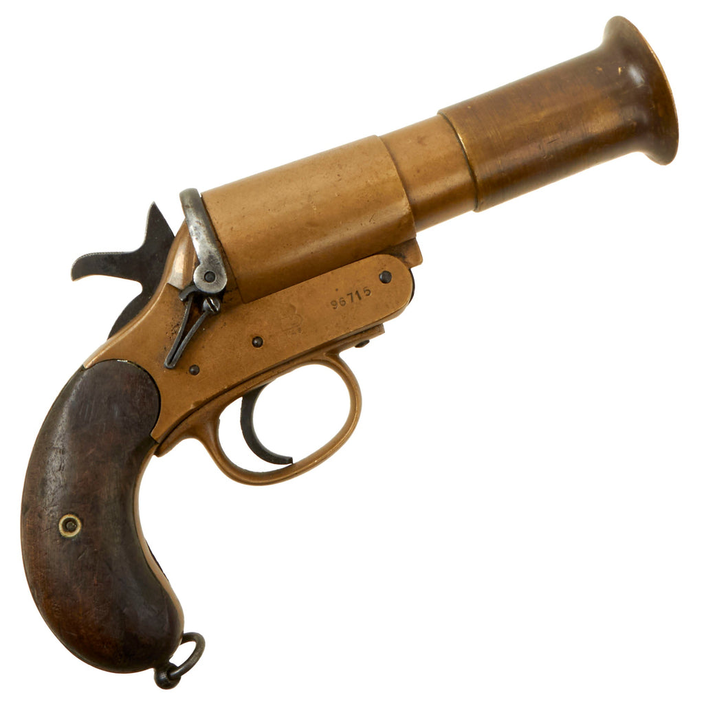 Original British WWI 1918 Dated MkIII* Webley & Scott Brass Flare Signal Pistol - Matching Serial 96715 Original Items