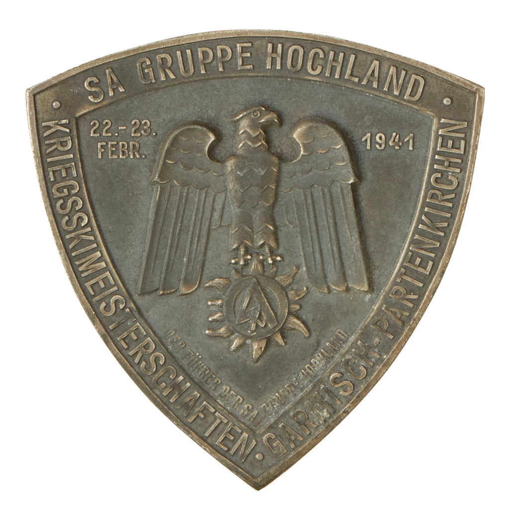 Original German WWII SA Gruppe Hochland 1941 Garmisch-Partenkirchen Ski Competition Table Medal Original Items